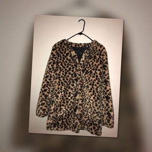 Long fitted, boujee, Cheetah print faux fur Coat